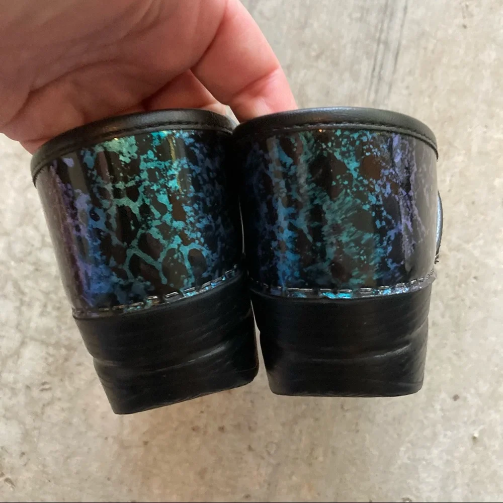 Dansko | Pewter Leopard Patent Professional Clogs - Picture 7 of 11